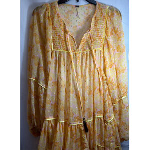 Women's Free People Sheer Ethereal Boho Festival Fairy Tiered Babydoll Dress S